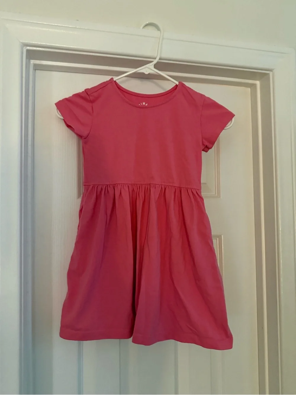 Primary Girls' Hot Pink Short Sleeve Gathered-Waist Dress